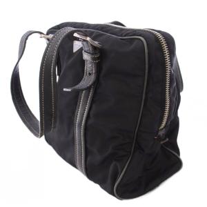 PRADA トートバッグ ハンドバッグ ナイロン レザー 三角ロゴ 南京錠 黒 ブラック /BB OH