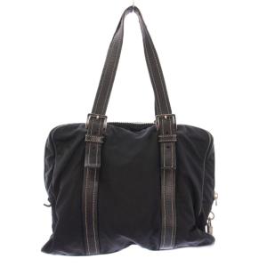 PRADA トートバッグ ハンドバッグ ナイロン レザー 三角ロゴ 南京錠 黒 ブラック /BB OH