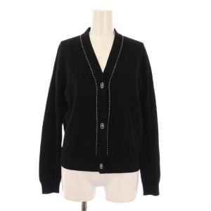 ニットカーディガン ステッチ カシミヤ 34 ブラック