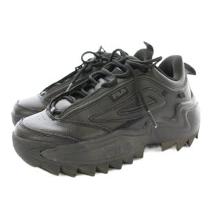 FILA 24SS TWISTER ツイスター カジュア厚底スニーカー ローカット レザー US7 24cm 黒