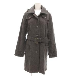 美品 コート ウール フード ベルト付き M グレー /UO
