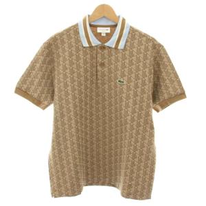 モノグラムジャカードポロシャツ 半袖 ワッペン FR5 ベージュ 水色 ライトブルー DH1417 /YT