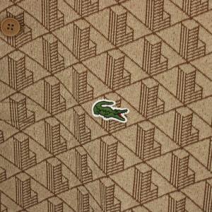 LACOSTE モノグラムジャカードポロシャツ 半袖 ワッペン FR5 ベージュ 水色 ライトブルー DH1417 /YT