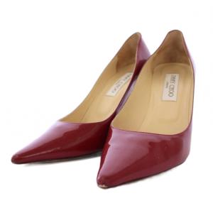 JIMMY CHOO パンプス ハイヒール ポインテッドトゥ エナメル 37 赤 /BM
