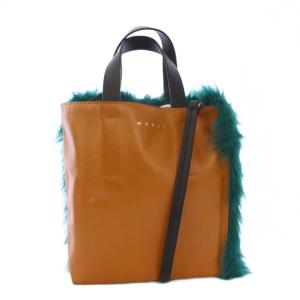MARNI Museo ソフトレザー ファー ハンドバッグ 2WAY SHMP0040Q6