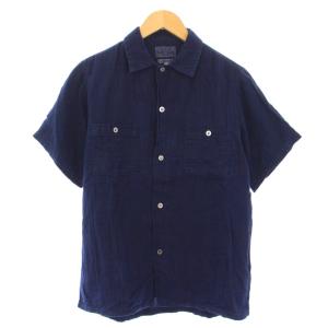 カジュアルシャツ 半袖 レギュラーカラー 無地 1 紺 ネイビー /BB