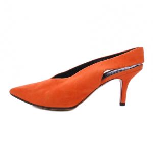 パンプス ハイヒール ポインテッドトゥ スエード 37 オレンジ /BM