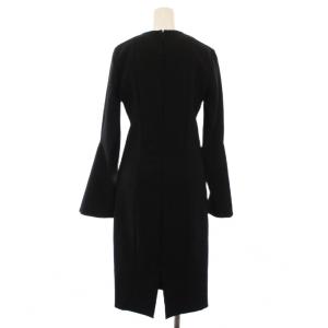 ETRO ワンピース 長袖 ミモレ丈 スキッパーネック 刺繍 40 黒 /BM