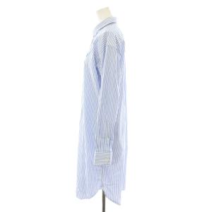 POLO RALPH LAUREN シャツワンピース ひざ丈 長袖 ストライプ柄 ポニー刺繍 4 水色 ライトブルー 白 ホワイト /YT