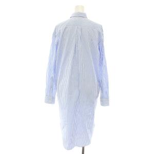 POLO RALPH LAUREN シャツワンピース ひざ丈 長袖 ストライプ柄 ポニー刺繍 4 水色 ライトブルー 白 ホワイト /YT