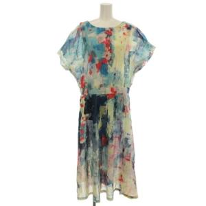 ワンピース ロング 半袖 F マルチカラー 総柄 73-01-OP-058-15 /G