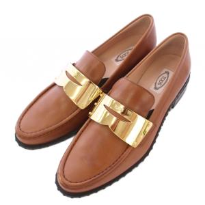 レザーモカシンローファー 38.5 ブラウン