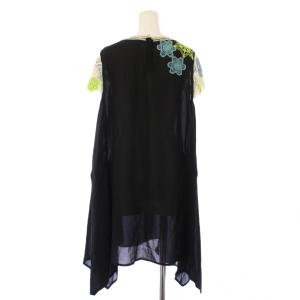 TOKUKO 1er VOL トクコ プルミエヴォル ワンピース ミニ丈 半袖 クルーネック 刺繍 9 黒 ブラック タグ付き /BB