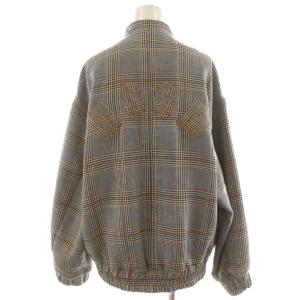 MSGM ジャケット スタンドカラー ジップアップ チェック柄 ロゴ 40 オレンジ 白 ホワイト 黒 ブラック