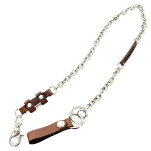 ウォレットチェーン レザー ロゴ 財布アクセサリー 茶 シルバー /G