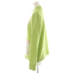 Leilian ニット セーター 長袖 ケーブル編み 柄 ハイネック ウール 13+ 黄緑 IS1790248 /AN36
