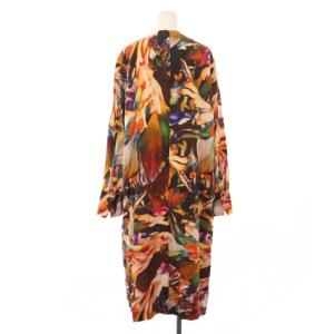 PAUL SMITH ボウタイワンピース ミモレ ロング 長袖 総柄 44 マルチカラー /BB