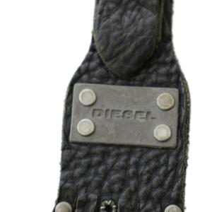 DIESEL バッグチャーム フリンジ レザー スタッズ キーホルダー 黒 ブラック /G
