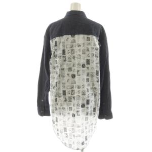 BEARDSLEY デニムシャツ ブラウス 長袖 切替 切手柄 F 紺 ネイビー BEZ1032204A0007 /AN16