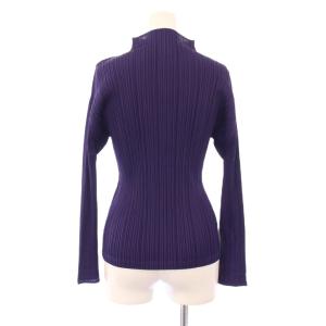 PLEATS PLEASE ISSEY MIYAKE イッセイミヤケ カットソー 長袖 ハイネック ストレッチ 3 紫 パープル /BB
