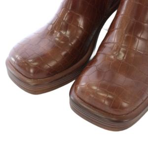 STEVE MADDEN FINITE チャンキーヒールブーツ ショートブーツ ミドルブーツ 型押し レザー US7 23.5cm