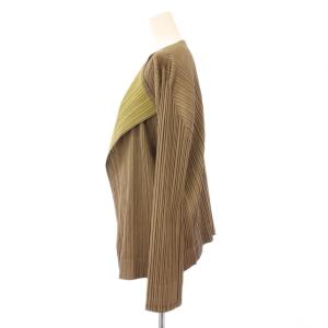 PLEATS PLEASE ISSEY MIYAKE イッセイミヤケ ノーカラージャケット グレージュ