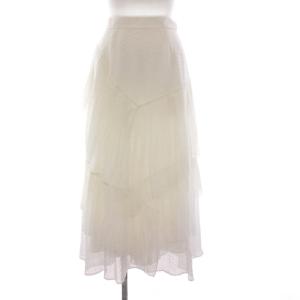 21SS ラッフルシアーチェックスカート ロング 36 白 CWFS211108 /YM