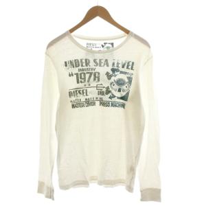 Tシャツ カットソー 長袖 プリント ロゴ M 白 ホワイト /AN15