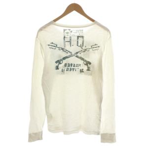 DIESEL Tシャツ カットソー 長袖 プリント ロゴ M 白 ホワイト /AN15