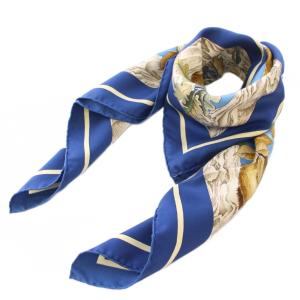 カレ90 CASSE-NOISETTE くるみ割り スカーフ シルク ブルー