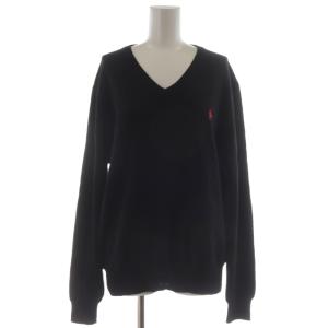 ニット セーター 長袖 Vネック ロゴ ウール L 黒 337853 /RR
