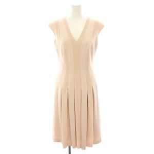 ワンピース ロング Vネック 半袖 フレンチスリーブ 切替 絹 シルク 34 ピンク 5013439 /YT