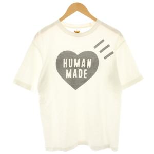 Tシャツ カットソー 半袖 ハートプリント ロゴ 白 ホワイト /HN