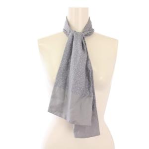 スカーフ シルク 総柄 水色 ライトブルー /BB OH