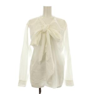 23SS WASHED COTTON SHIRT シャツ ブラウス 長袖 ボウタイ コットン 2 白 ホワイト
