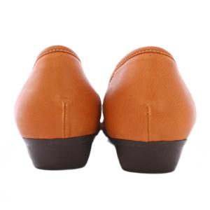 himiko ビットローファー パンプス スクエアトゥ ローヒール レザー 24cm 茶 ブラウン /BB