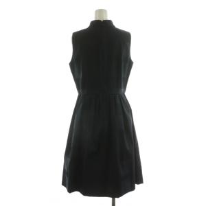 BLUE LABEL CRESTBRIDGE ノースリーブワンピース フレア ひざ丈 ボウタイ リボン 36 ブラック /NQ