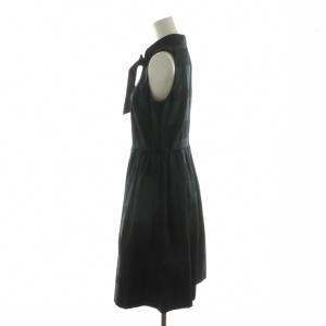 BLUE LABEL CRESTBRIDGE ノースリーブワンピース フレア ひざ丈 ボウタイ リボン 36 ブラック /NQ