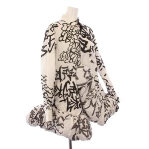 COMME des GARCONS 21AW ブラウス 変形 落書きプリント XS ブラック ホワイト GH-B014