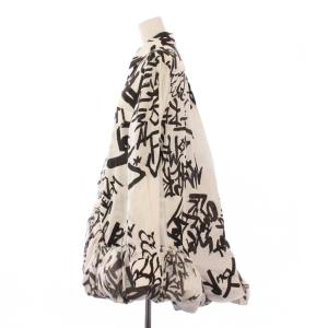 COMME des GARCONS 21AW ブラウス 変形 落書きプリント XS ブラック ホワイト GH-B014
