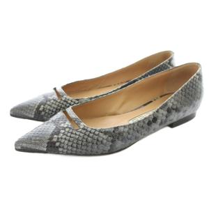アネッリ パンプス フラット ポインテッドトゥ レザー パイソン型押し 36 グレー /KU