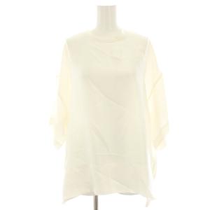 インティメイトシルクショートスリーブブラウス シャツ 絹 プルオーバー 五分袖 バックリボン 白 ホワイト