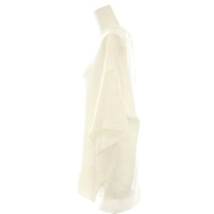 BLAMINK インティメイトシルクショートスリーブブラウス シャツ 絹 プルオーバー 五分袖 バックリボン 白 ホワイト