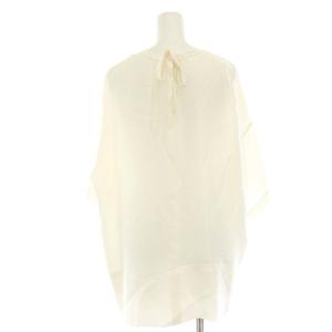 BLAMINK インティメイトシルクショートスリーブブラウス シャツ 絹 プルオーバー 五分袖 バックリボン 白 ホワイト