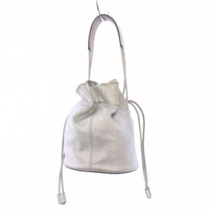 J&M DAVIDSON ヌーベ バケット ミニ ハンドバッグ 巾着型 レザー シルバーカラー /KH