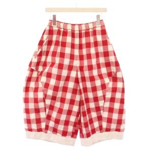 AD2019 ワイドパンツ チェック柄 XS レッド ホワイト