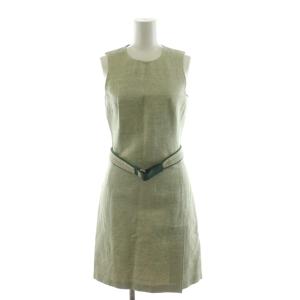 ノースリーブワンピース ひざ丈 ベルト付き 38 グリーン /NQ