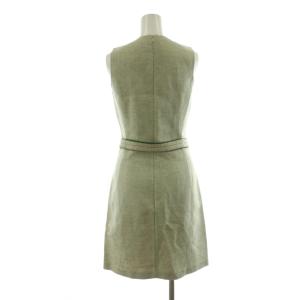 PRADA ノースリーブワンピース ひざ丈 ベルト付き 38 グリーン /NQ