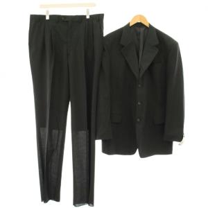 スーツ テーラードジャケット シングル 3B スラックス パンツ ウール カットオフ 104BB7 ダークグレー
