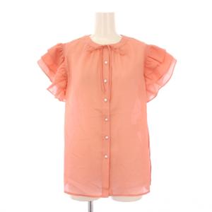 シャツ ブラウス 半袖 フリル ボウタイ リボン 34 ピンク /BB